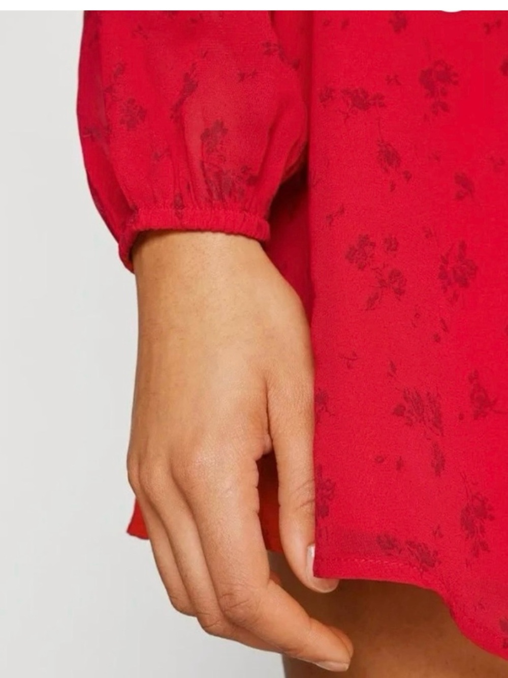 Hollister Red Floral Ruched Dress XXS - Picture 4 of 7